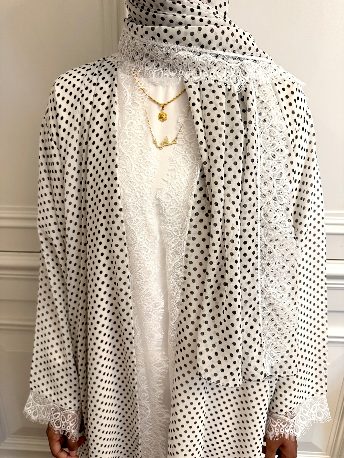 Layaan Polka Dot Lace Abaya