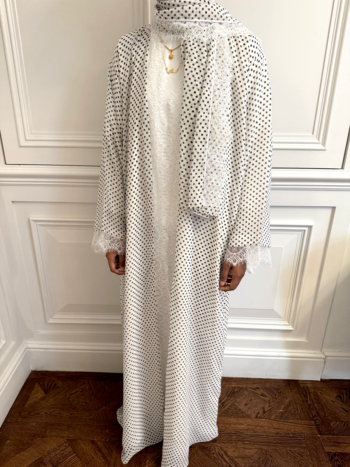 Layaan Polka Dot Lace Abaya