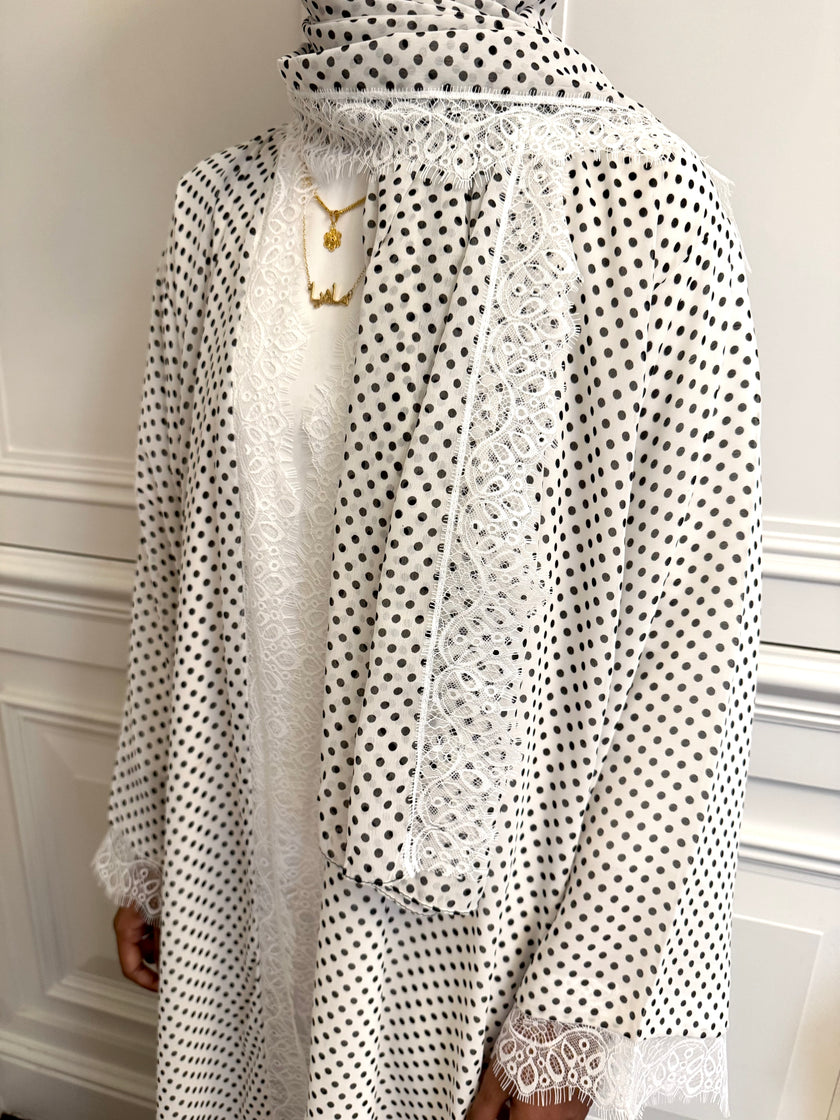 Layaan Polka Dot Lace Abaya